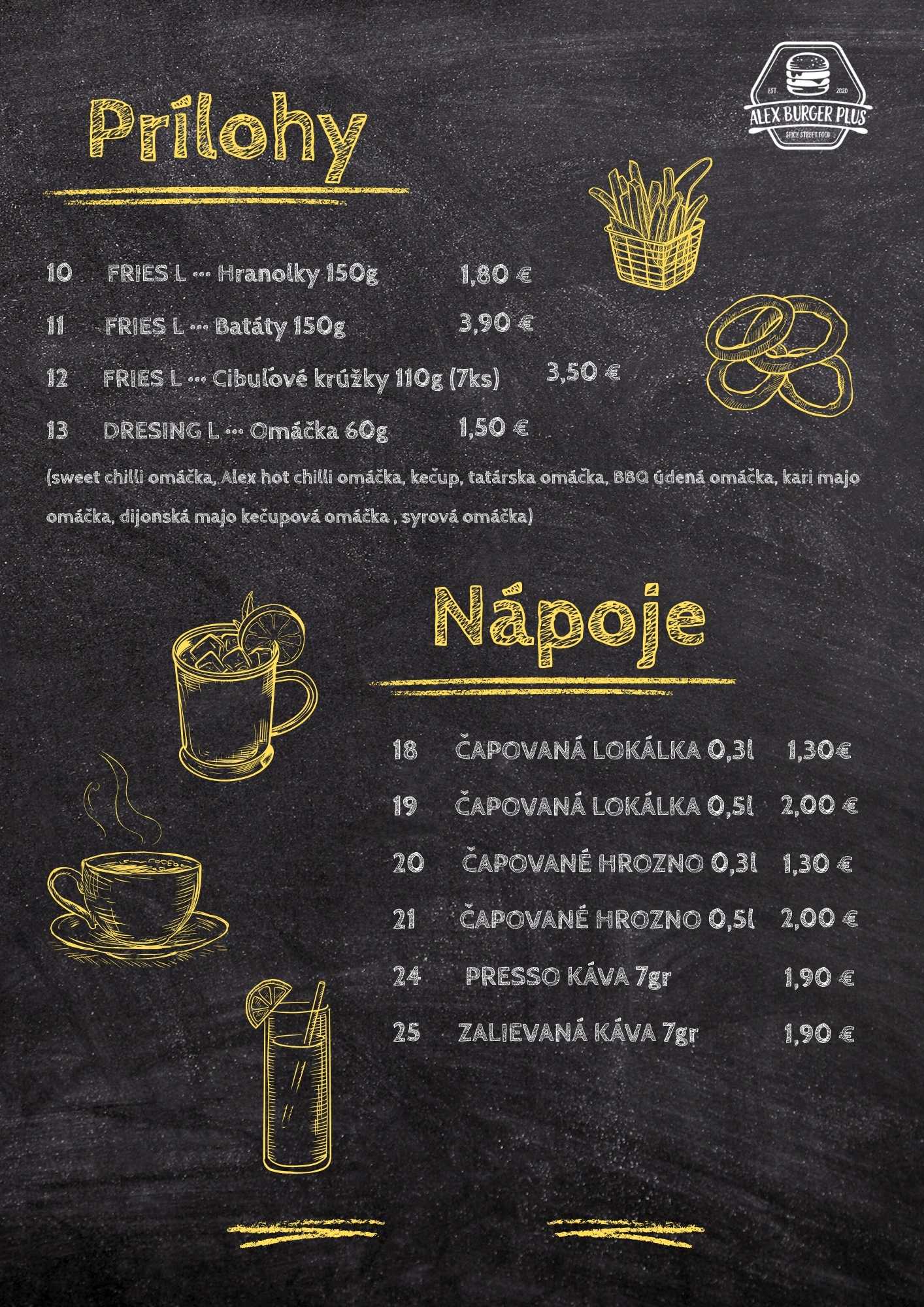 Sides and Drinks Menu